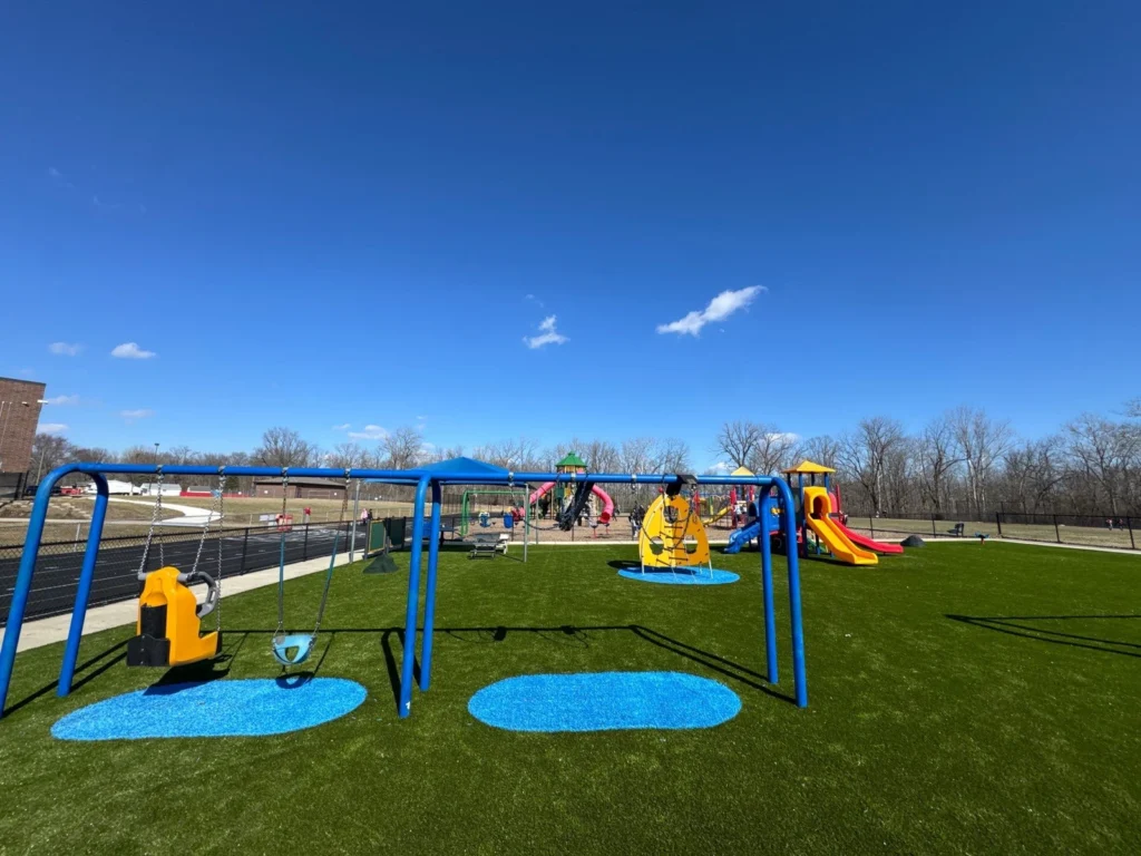 Clarks Creek Playground Grass Installation in Plainfield